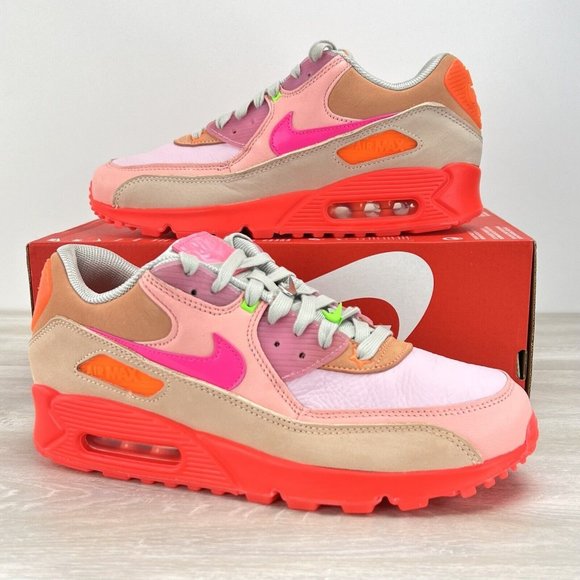 Nike Shoes - Nike Women's Air Max 90 Pink Hot Coral and Tan Sneakers